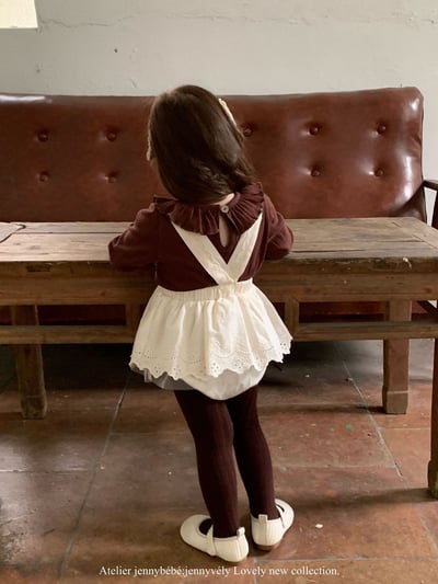 JE493｜(73-100cm) 滾邊翻領上衣/花邊吊帶裙20