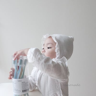 LEMONADE53｜(55cm-85cm) 2色飛袖蕾絲包屁衣含帽子8