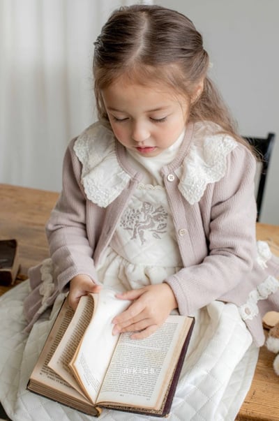 M-KIDS23｜(65-115cm) 2色絎縫蕾絲滾邊洋裝15