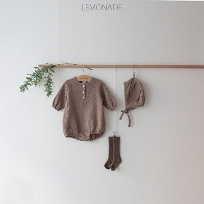 LEMONADE22｜(55cm-85cm) 2色點點包屁衣含小耳帽子6