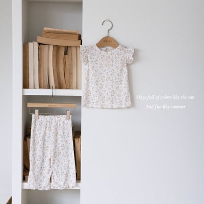 M-KIDS06｜(65-115cm) 素面/碎花飛袖套裝7