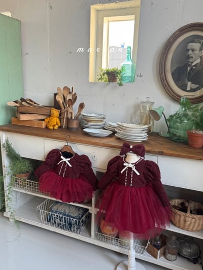 Marron 62｜(1y-6y) 宮廷袖珍珠小香薄紗洋裝13