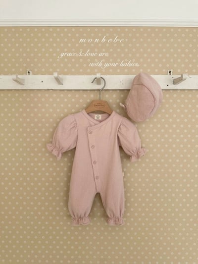 MONBEBE24｜(0m-3m) 貴族滾邊荷葉縮口連身衣7