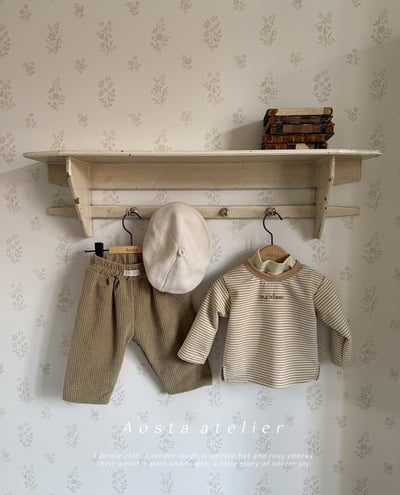 AOSTA55｜(6m-5y) 細條紋刷毛上衣7