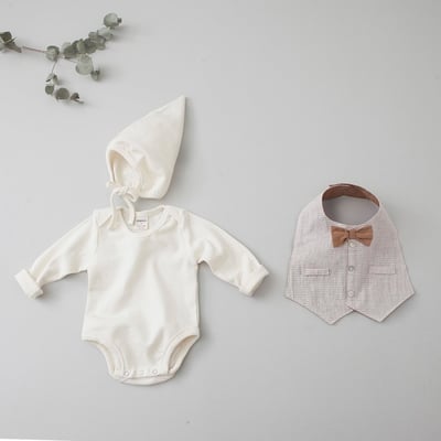 LEMONADE54｜(55cm-85cm) 2色紳士背心包屁衣含帽子18