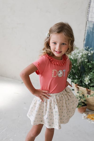 FLO40｜(75-140) 蕾絲翻領碎花褲裙7