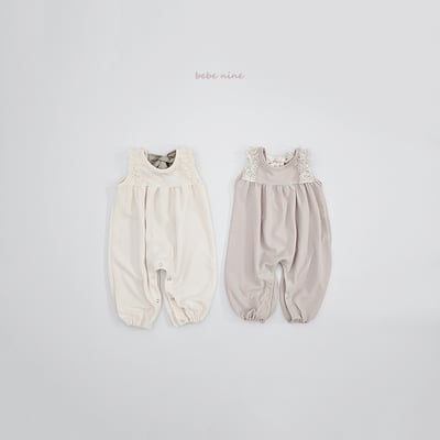 bebe nine26 (65-90) 2色蕾絲滾邊綁帶連身衣13