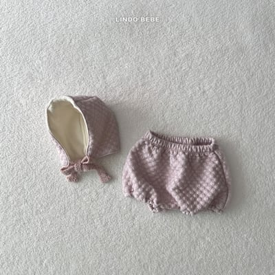 Lindo19｜(3m-18m) 暖色調小花燈籠褲/刷毛綁帶帽3