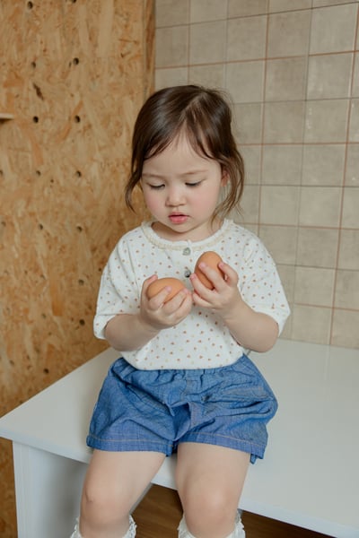 onu31｜(70cm-115cm) 碎花蕾絲滾邊上衣8