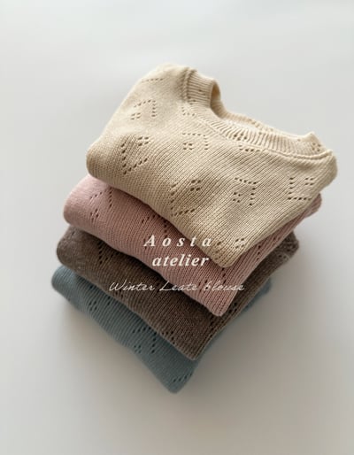 AOSTA53｜(6m-5y) 小孔針織蕾絲上衣3