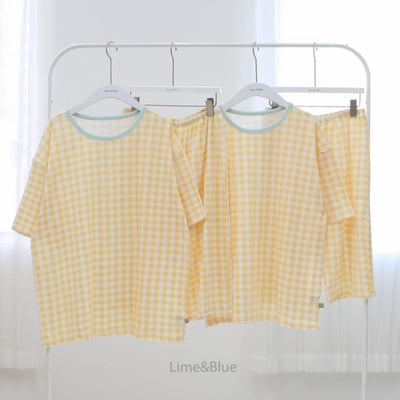LIME&BLUE32｜(55-118cm MOM-DAD)  格紋親子套裝19