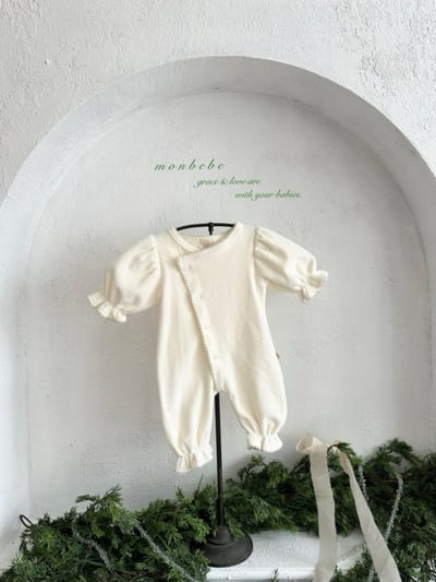 MONBEBE52｜(0m-6m) 4色貴氣排釦連身衣5