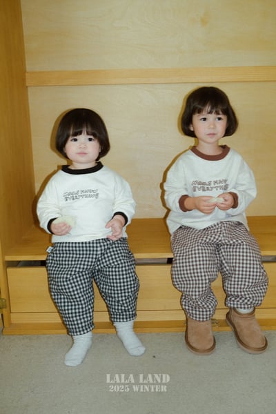 lala land58｜(75cm-120cm) 3色格紋刷毛長褲15