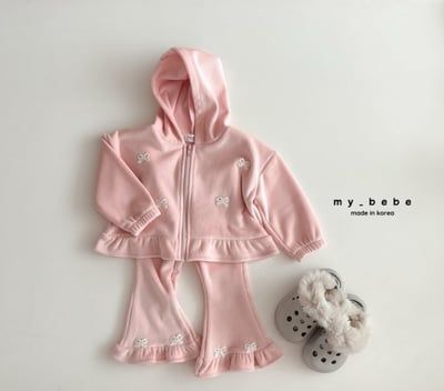 my_bebe01｜(-12m-7y) 絨面蝴蝶結荷葉擺連帽外套8