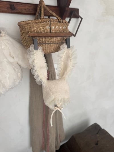 Marron 49｜(3m-18m) 蕾絲花邊綁帶兔帽6