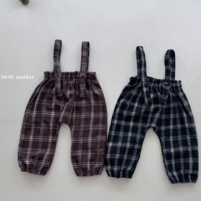 mimi market12 (65-85cm)  格紋吊帶長褲1