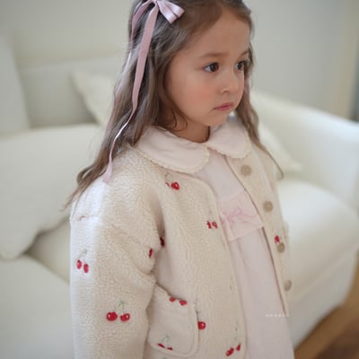 neneru19｜(70cm-125cm) 1色刺繡櫻桃刷毛外套5