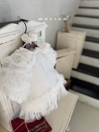 Marron31｜(3m-18m) 薄紗滾邊蓬蓬袖洋包屁衣17