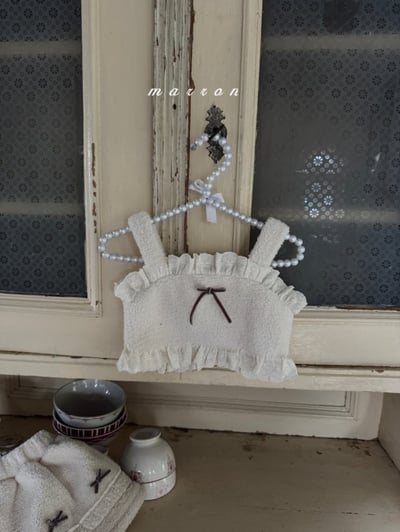 Marron 28｜(1y-6y) 蝴蝶結刷毛肩帶短版背心11