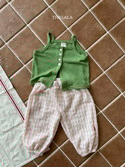 thelala13｜ (70-115) 棉麻抓皺格紋縮口褲8