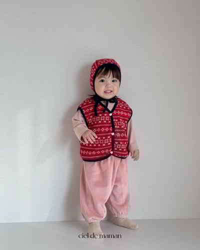 Cieldemaman10｜(6M~24M)  2色雪花針織背心含帽子18
