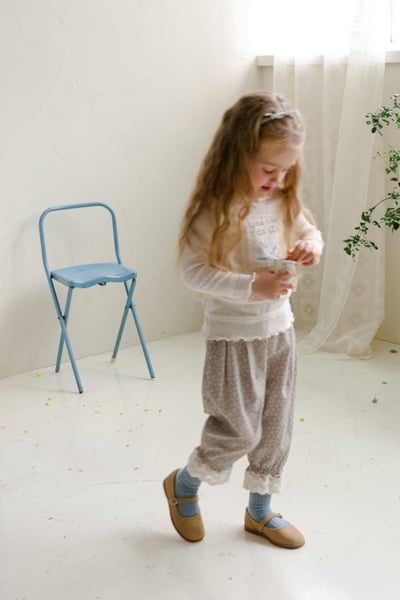 FLO35｜(75-140) 3色法式花布木耳邊上衣14