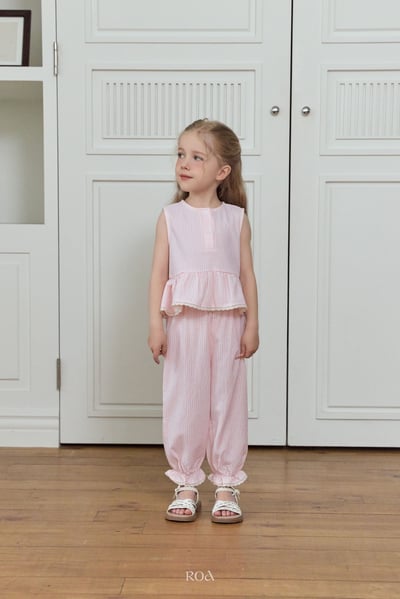 ROA03｜(6m-18m) 2色蕾絲波浪邊棉麻縮口套裝15