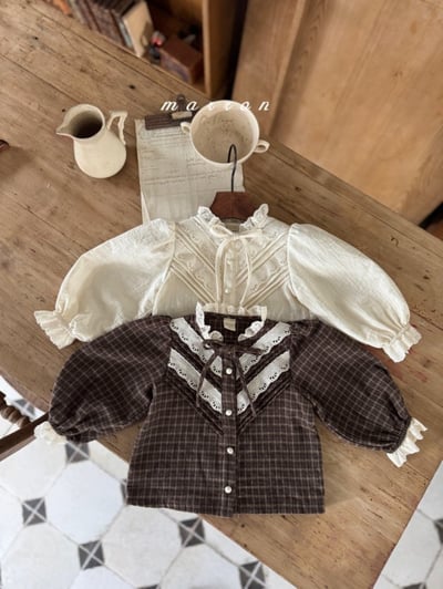 Marron 31｜(1y-6y) 法式古典蕾絲緞帶襯衫1