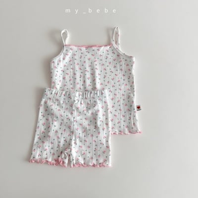 my_bebe24｜(80-120cm) 捲邊細肩家居服組7