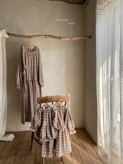 Anne Shirley16｜(1y-5y) 1色格紋蕾絲縮口洋裝4