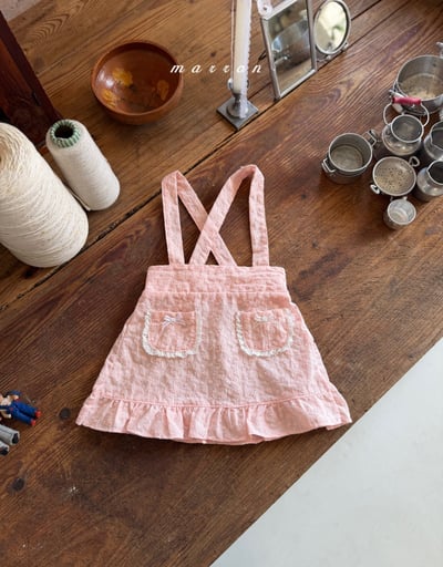 Marron22｜(1y-6y) 雛菊口袋吊帶裙6