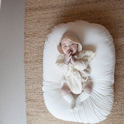 LEMONADE38｜(55cm-85cm) 1色雛菊花邊翻領包屁衣含帽子5