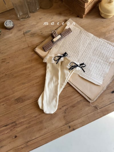 Marron36｜(3m-18m) 蕾絲蝴蝶結無根襪6