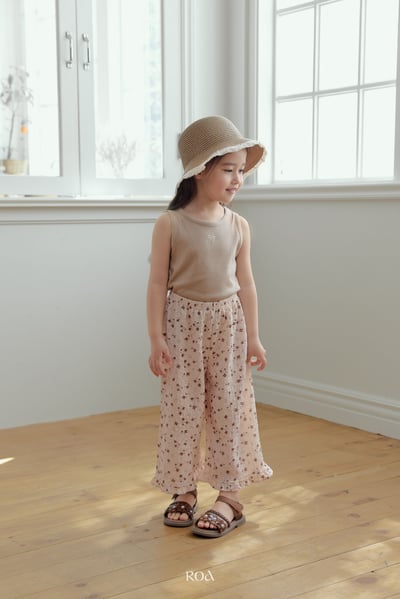 ROA33｜(6m-18m) 2色抓皺碎花荷葉擺長褲15