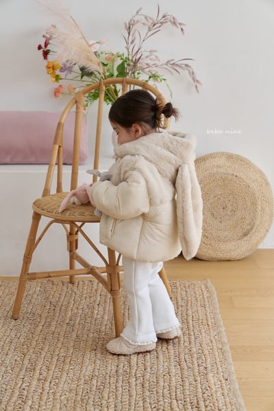 bebe nine36 (65cm-115cm) 2色刷毛暗釦拉鍊連帽小兔外套(帽可拆)11