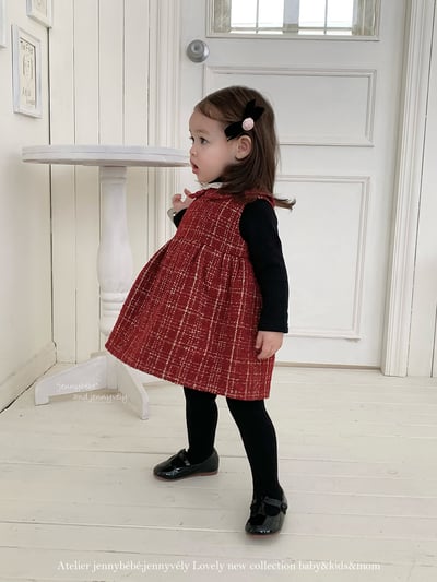 JE 656｜(80-110cm)  格紋翻領娃娃裙8