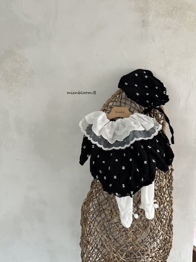 Bloom.b53｜(0m-18m) 蕾絲領印花抓皺包屁衣7