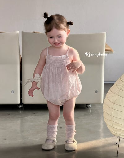 JE713｜(66-90cm) 肩帶小碎花包屁衣12