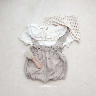 mimi market29 (75-90cm)  花邊格子吊帶褲6