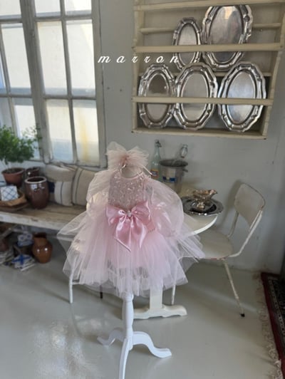 Marron56｜(1y-6y) 絲帶薄紗澎澎洋裝11