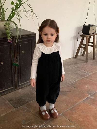 JE566｜(73-100cm) 百搭荷葉領上衣/棉紗吊帶褲10