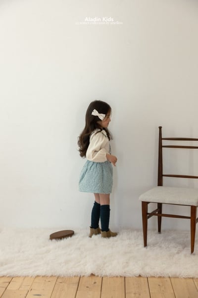 ALADIN18｜(75cm-114cm) 絎縫格紋藍吊帶裙7