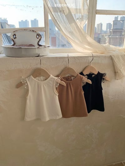 Bebe holic40｜(3m-18m) 素色蕾絲上衣2