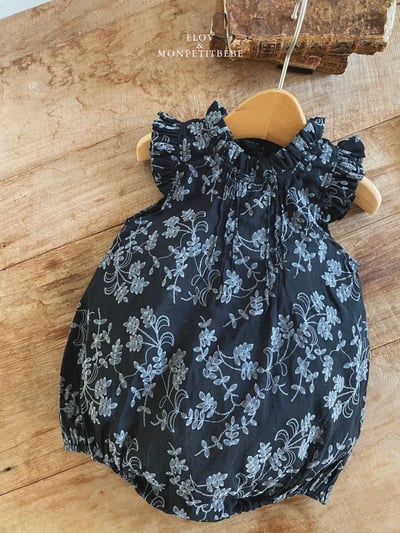 Mon petit02｜(66-90cm) 摺線墨花包屁衣15