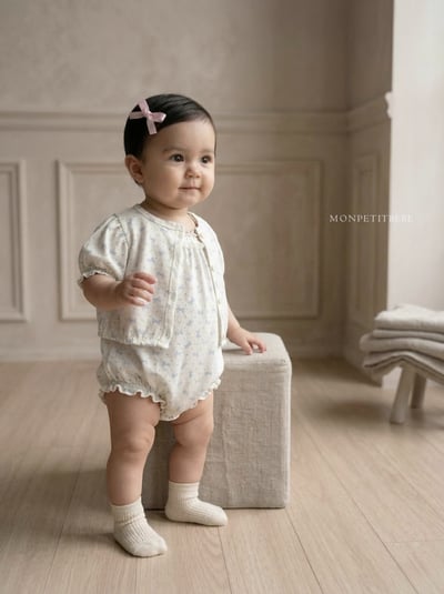 Mon petit04｜(66-90cm) 蝴蝶結短袖開襟外套7