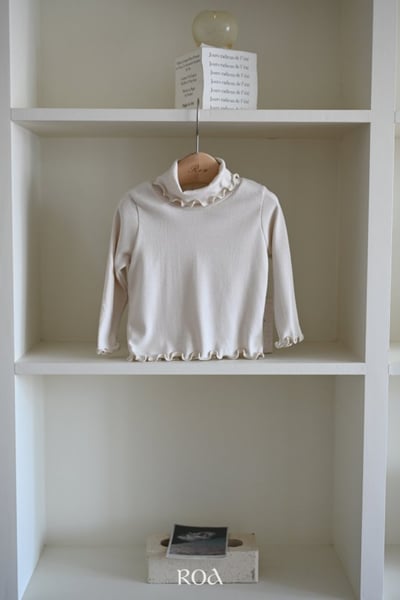 ROA24｜(80cm-120cm) 3色荷葉滾邊高領素色上衣3