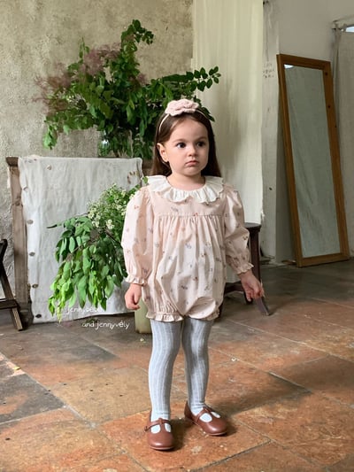 JE550｜(66-120cm) 甜美蕾絲領碎花包屁衣/洋裝4