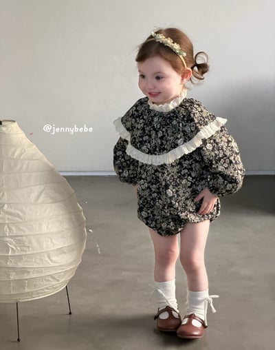 JE712｜(66-90cm) 復古碎花蕾絲花邊套裝9