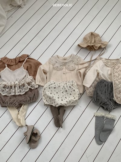 Bebe holic50｜(3m-18m) 蕾絲口袋碎花短褲5