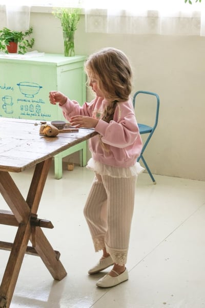 FLO18｜(75-140) 3色蕾絲滾邊直筒長褲18